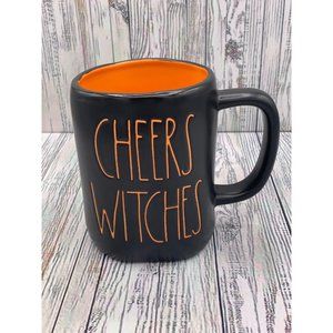 Rae Dunn Halloween Cheers Witches Black Coffee Mug Orange Inside LL Magenta